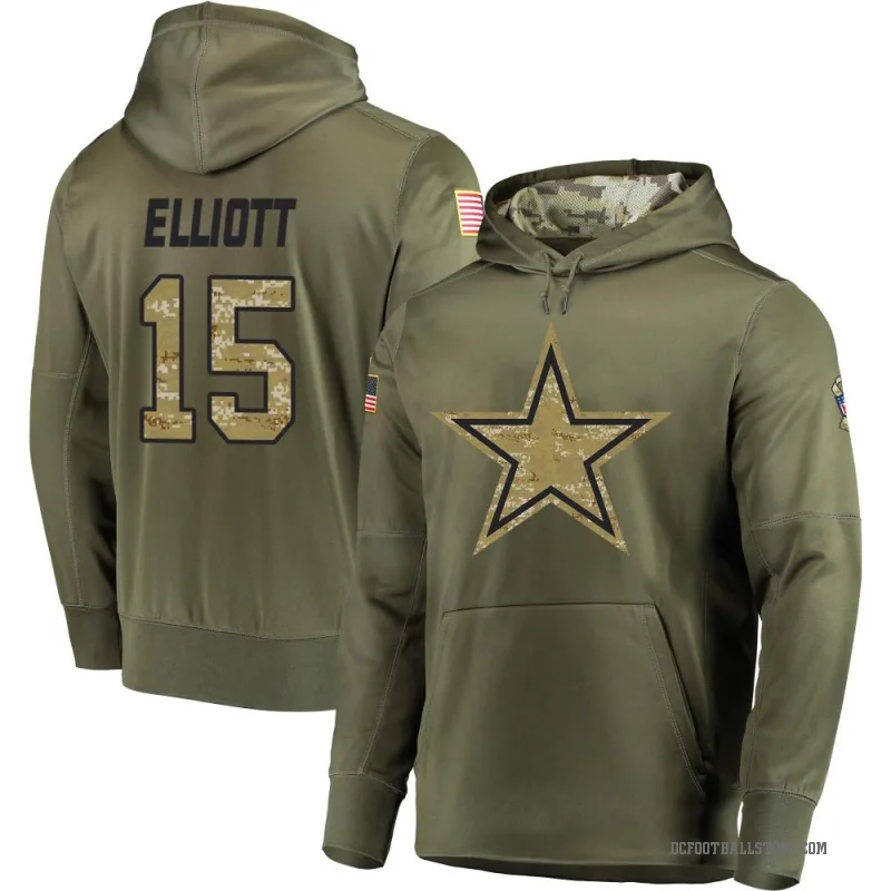 Ezekiel Elliott Men's Olive Dallas Cowboys Salute to Service Pullover Hoodie