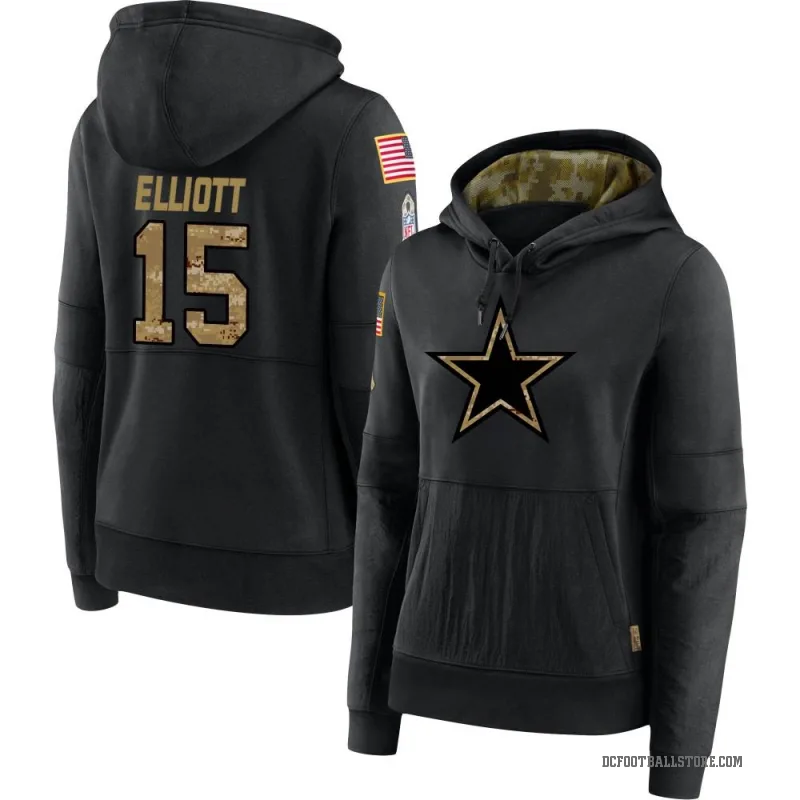 Ezekiel Elliott Women's Black Dallas Cowboys 2020 Salute to Service Sideline Performance Pullover Hoodie